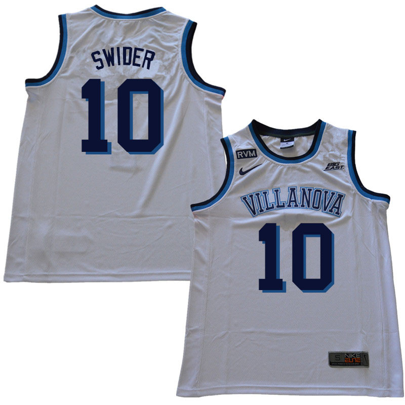 2018 Men #10 Cole Swider Villanova Wildcats College Basketball Jerseys Sale-White
